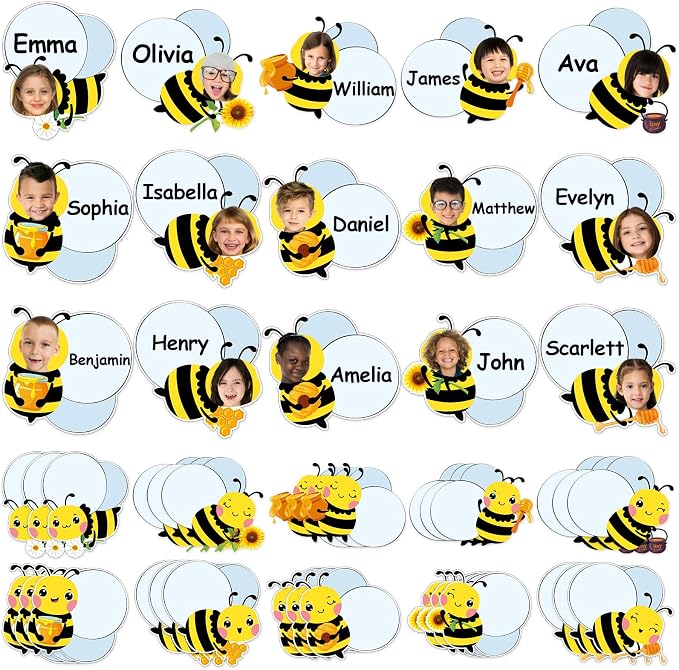 gisgfim 80Pcs Bee Cutouts Summer Honey Bee Decorations Bulletin Board Summer Honeybee Paper Cut-Outs Classroom Decor for Boy Girl DIY Craft Photo Wall Kindergarten Preschool Party Favor Supply