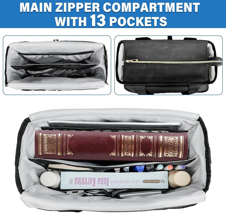 Bible Cover Case for Women,Bible Tote Bag with Shoulder Strap,Church Bag with Multiple Pockets for Bible Study Accessories