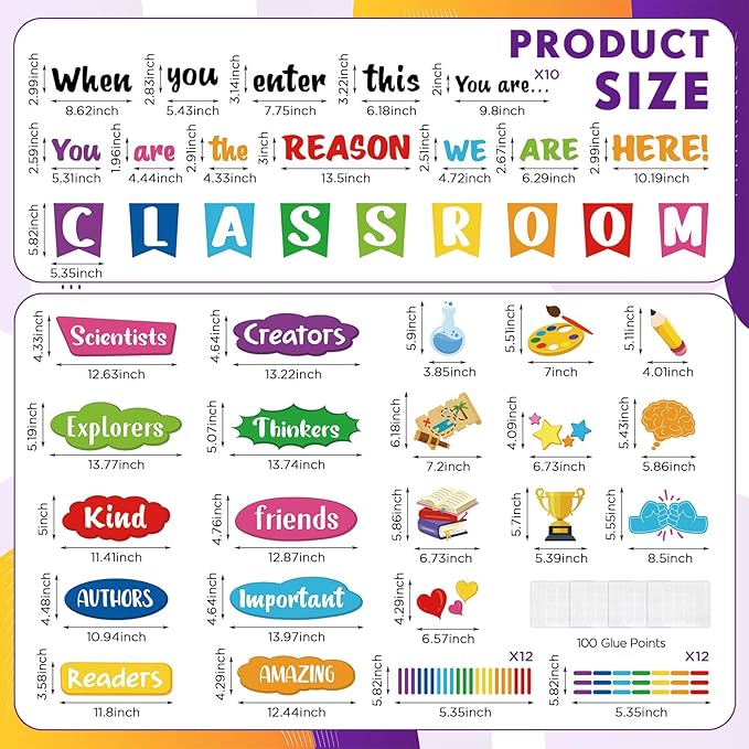 Dispowreath 74 Pcs Positive Affirmation Bulletin Board Decoration Set When You Enter This Classroom Decorations Motivational Rainbow Posters for Welcome Back to School Classroom Bulletin Board