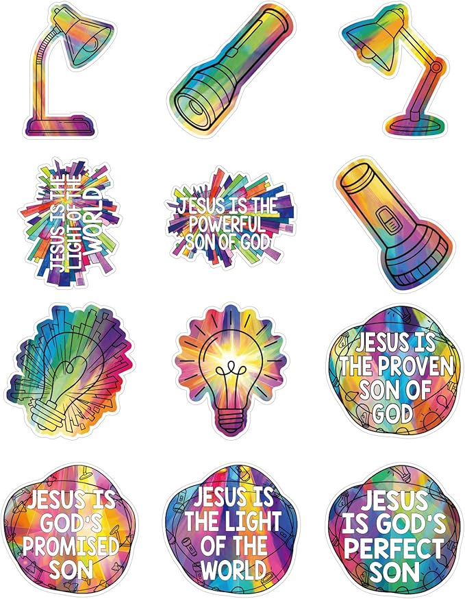 60 Pcs VBS 2026 Sunday School Cutouts Bulk 2026 Light Bulb Theme Cutouts Paper Religious VBS Bulletin Board Decorations for Sunday School Wall Decor Party Supplies