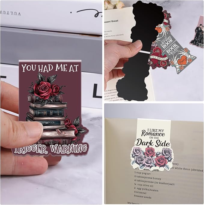 Dark Romance Magnetic Bookmarks, 8 Pcs Gothic Magnet Page Markers Romantasy Book Marks for Reading Women, Dark Romance Merch Bookish Essentials Gifts for Book Lovers Students Teachers