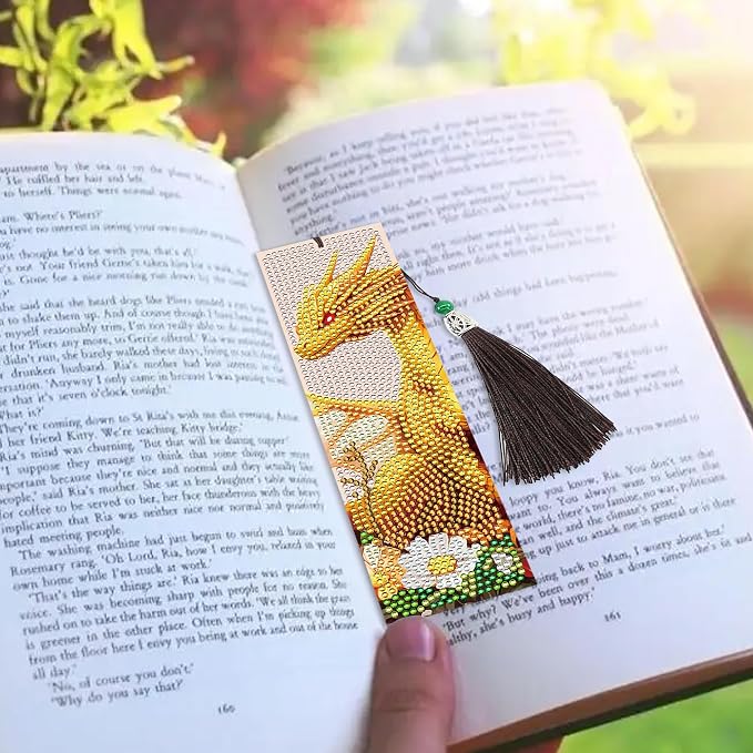 Dragon Diamond Art Bookmarks Kit: 8 Pcs Diamond Painting Bookmark with Tassels, Fantastic Dragon Book Marks for Book Lovers, Gifts for Reading Men DIY Crafts