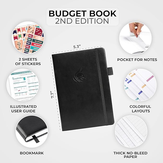 Clever Fox Budget Book 2.0 – Simple Budgeting Planner for Beginners – Financial Notebook with Money Spending, Debt & Bill Tracker (Black)