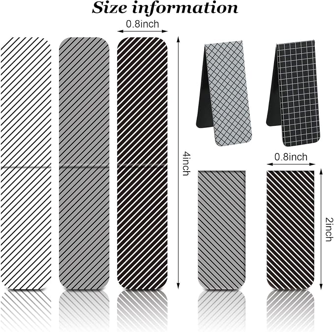 Zonon 30 Pieces Magnetic Bookmarks Assorted Magnetic Page Markers Set for Student Book Lovers Stationery Present Magnet Bookmarks Clips (Black and White)