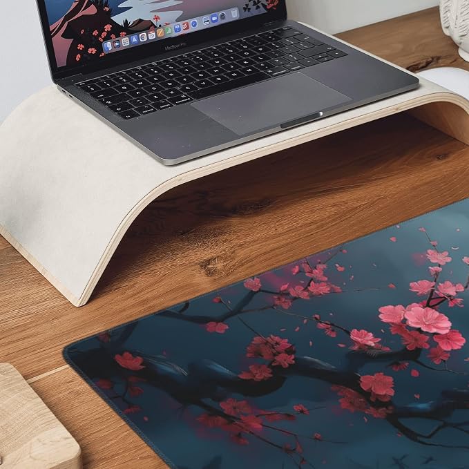 35.4" x 15.7" Cherry Blossom Extended Mouse Pad, Japanese Style Desk Mat with Non-Slip Base, Water Resistant for Gaming & Office