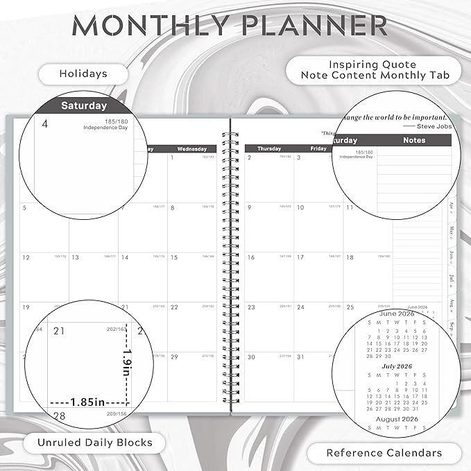 2026-2029 Monthly Planner/Calendar - 3 Year Planner 2026-2029, July 2026 - June 2029(36 Months), 9" x 11", 3 Year Calendar 2026-2027 Monthly Planner with Tabs & Pockets, Great for Long-Term Planning - Grey