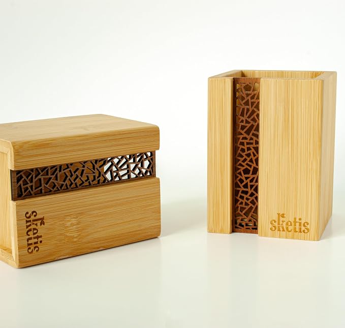 Premium Bamboo Wood Organizer—Multi-purpose Utensils, Pen, Pencil, Crayon, Marker, Brush, Ruler, Tube Holder for Supplies, Kitchen, Arts & Crafts and School & Home (3.14x 3.14x 4.33 Inch)