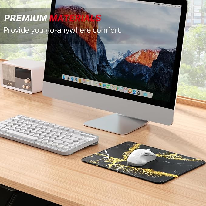 MROCO Essential Office & Gaming Mouse Pad, 8.5 x 11 Inch, Black Gold | Anti-Fray Stitched Edges, Functional Pattern Design, Non-Slip Rubber Base, Water and Stain Resistance