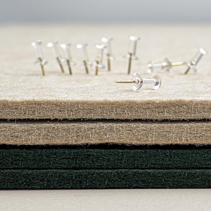 Bulletin Board, 36 x 24 Inches Felt Pin Board - Decorative Cork Alternative for Wall, 3' x 2' Foldable Picture Self-Adhesive Vision Prayer Board With 20 Pushpins - Dark Green