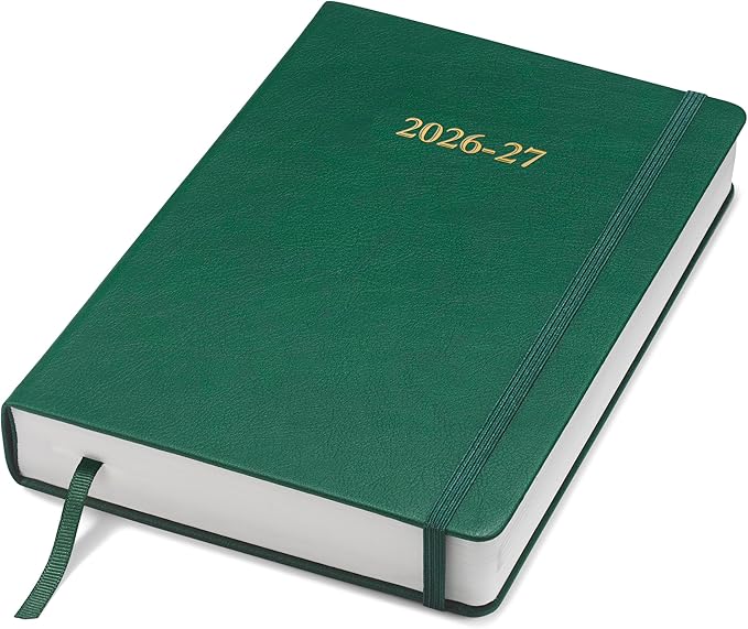Wykeham's Executive 2026-27 Daily Journal Planner – Customization Available – Mid-Year Academic Diary (Racing Green, 8.5"×5.5")