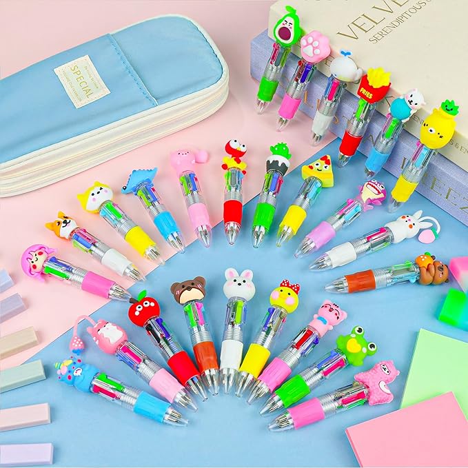 26Pcs Mini Multicolor Pen in One 4-in-1 Cute Pens Bulk,Kawaii Ballpoint Pens for Classroom Gifts Birthdays and Parties