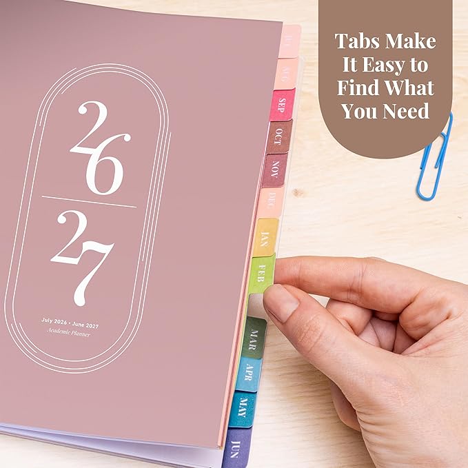 Rileys Academic Planner 2026-2027, Daily, Weekly & Monthly Planner, July 2026 - June 2027, Student Notes Pages, Twin-Wire Binding, Weekly Agenda for School & Work (8 x 6-Inches, Pink)