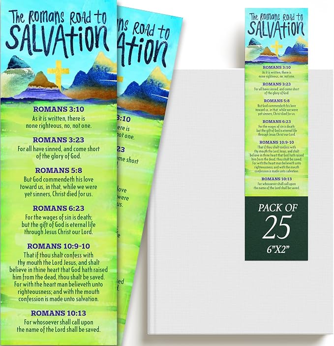 The Romans Road to Salvation Bookmarks - Pack of 25 Inspirational Scripture Bookmarks