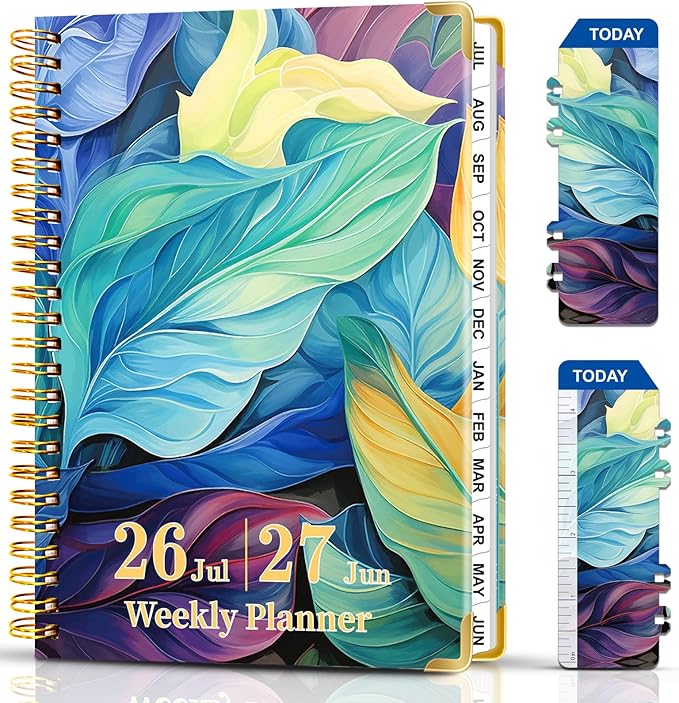 2026-2027 Planner from Jul 26-Jun 27, 6.3" X 8.5" Hardcover Agenda Planner, Daily Planner Spiral Bound, Daily Journal Organizer with Inner Pocket, Bookmark, Perfect for Home, Office, Students