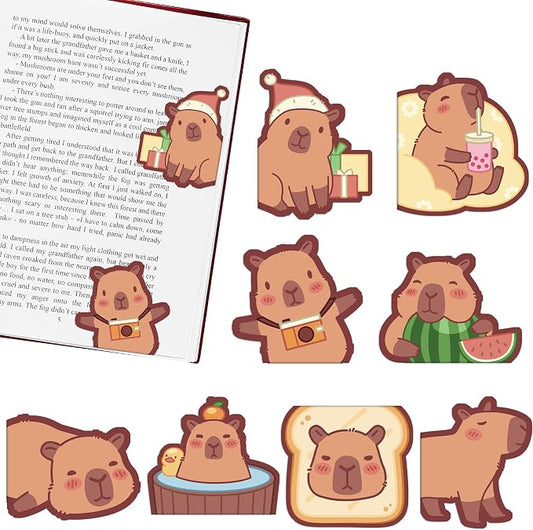 Capybara Magnetic Bookmarks Gifts - 8 Pcs Cute Animals Bookmark for Women Book Lovers Students Funny Page Clips Office Reading Accessories Bookworms Gift for Birthday Christmas