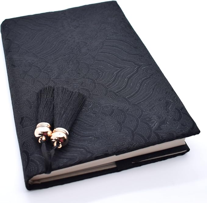 BLBMH 6.5x9.5 Bible Cover Fixed Non-Stretch Fabric Book Protector with Bookmark | Handmade Washable Sleeve for Hardcover/Paperback | Gift for Women - Black