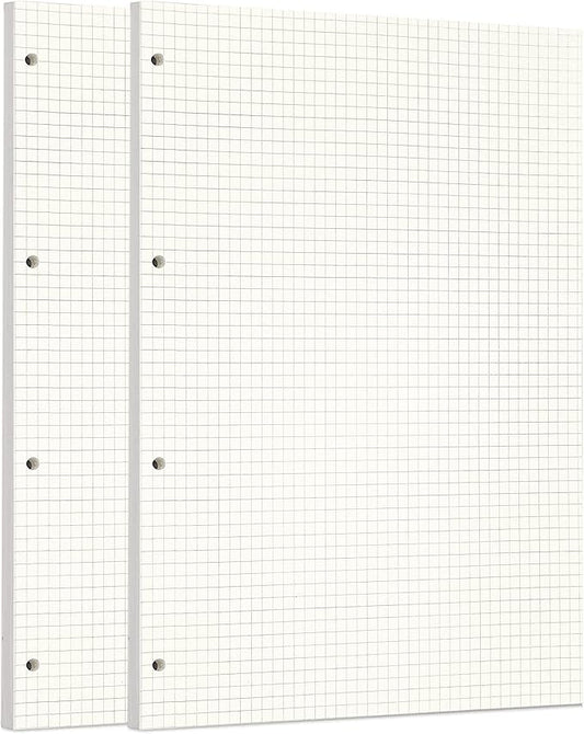 Zelten 2 Pack A4 90 Sheets/180 Pages Squared Loose Leaf Punched Paper Refills Paper for 4 Hole Binder Personal Organizer Diary Notebook Refillable Planner