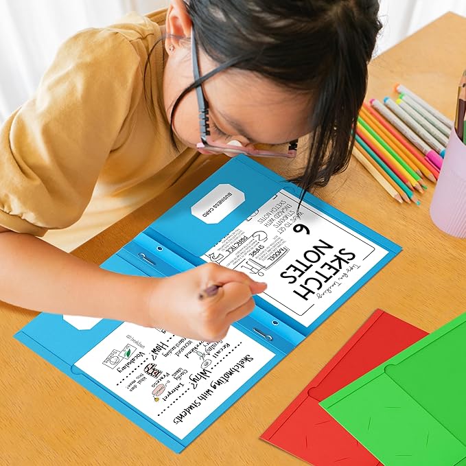 FUCDTEFC 2 Pocket Folders with Prongs, 5 Pack Paper Folders with Pockets and Prongs, File Folders with Fasteners, Heavy Duty Two Pocket 3 Prong Folders for Office School Letter Size, 5 Bright Color