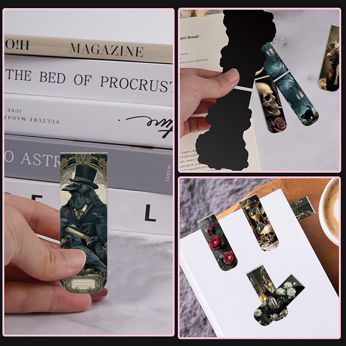 30 Pcs Dark Academia Magnetic Bookmarks, Aesthetic Gothic Witchy Book Marks for Women, Halloween Magnet Book Marker Clips for Book Lovers, Dark Romance Merch Bookish Gifts
