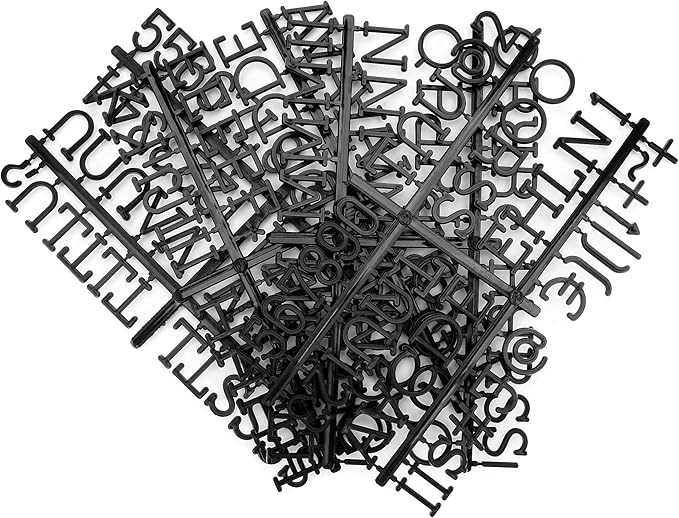 1 Inch Letters for Felt Letter Board, 188 Pieces Including Characters, Numbers & Symbols for Changeable Plastic Message Boards by Veskaoty (Black)