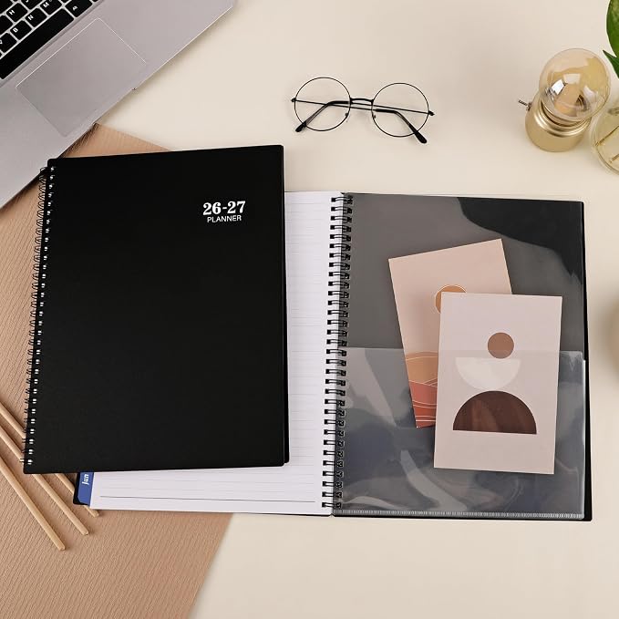 Planner 2026-2027 - 9” × 11”, 2026-2027 Weekly and Monthly Planner, from JUL. 2026 to JUN. 2027, with Inner Pocket, Premium Paper, Twin-wire Binding, Make Your Life Productive - Black