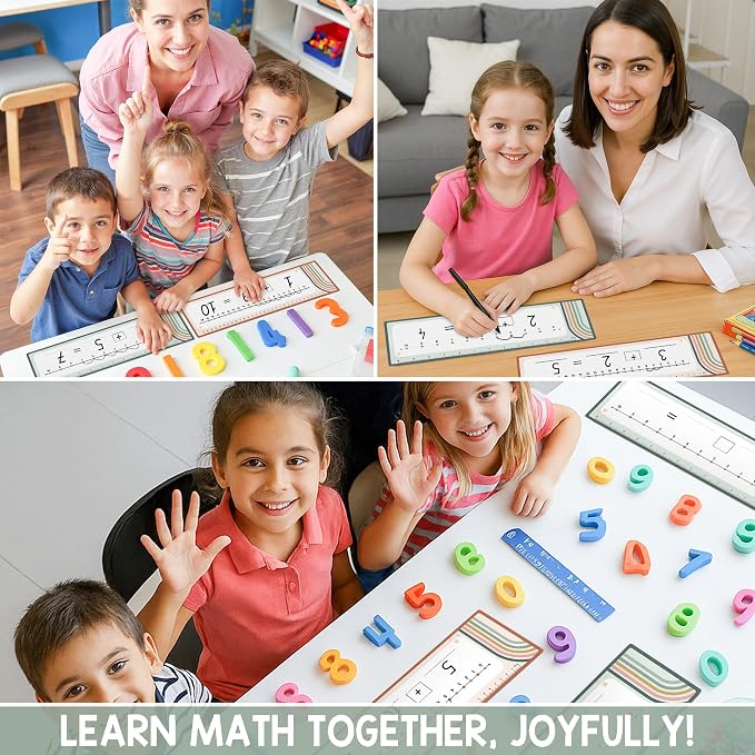 26 Pack Rainbow Boho Number Line Dry Erase Boards Cards, 14"x4", Double-Sided, 0-10 on One Side & 0-20 on Other Side, Math Manipulatives for Student, Education Classroom Must Haves