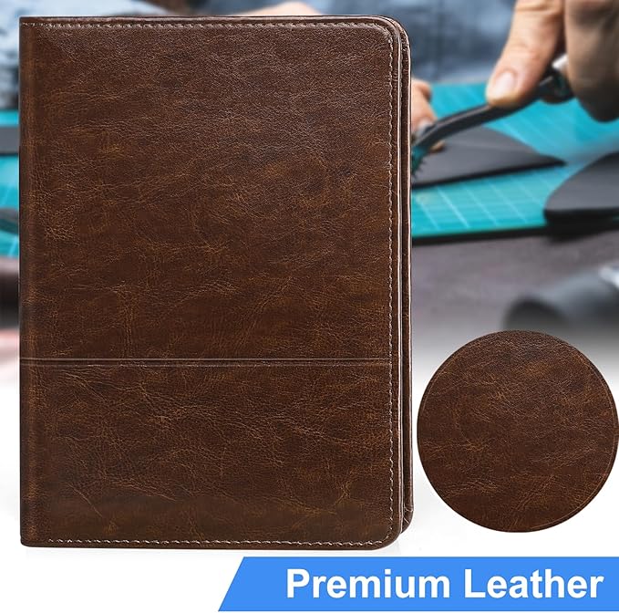 Padfolio/Portfolio Binder, Mini Padfolio Portfolio Binder 5 x 8 Legal Writing Pad, A5 Document Organizer Folder for Men Women,Brown.