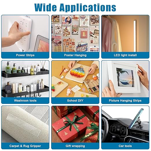 3M Double Sided Tape 2in X 9.85ft，Heavy Duty Removable Mounting Tape, Picture Hanging Adhesive Strips