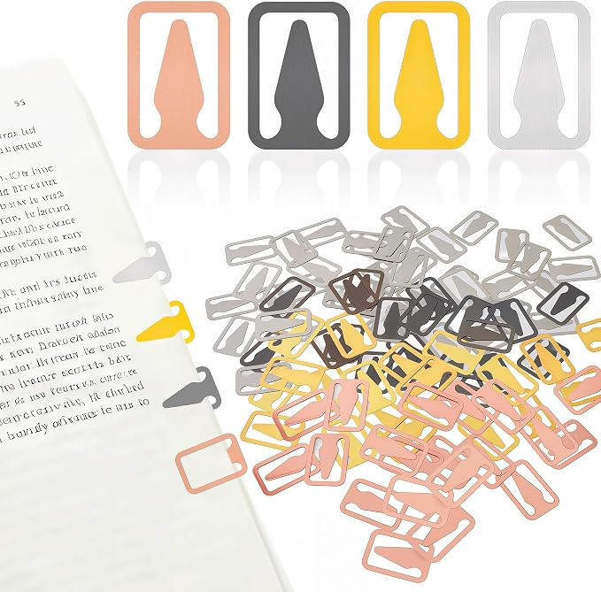 50Pcs Multicolored Book Darts Arrow Metal Bookmark, Cute 4 Colors Book Line Markers Bookmark Clip, Portable Page Markers for Students, Teacher, Readers, Book Lovers(Silver, Black, Gold, Rose Gold)
