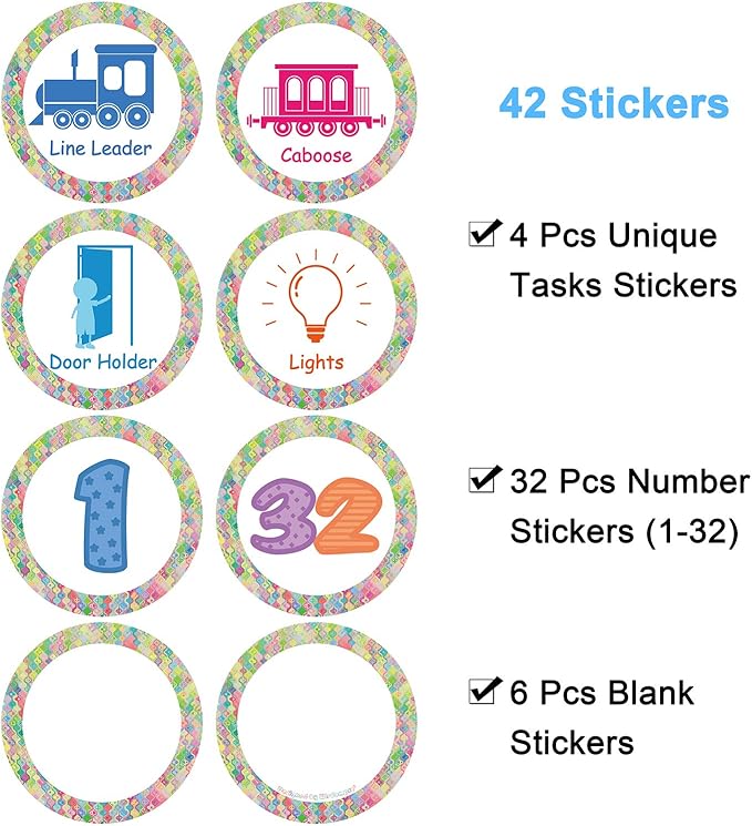 Wisdompro Line Up Spots for Classroom Floor, 42 Pcs 4 Inch Colorful Number Stickers Markers Line Up Dots Floor Decals for Back to School Preschool Kindergarten Elementary Classroom