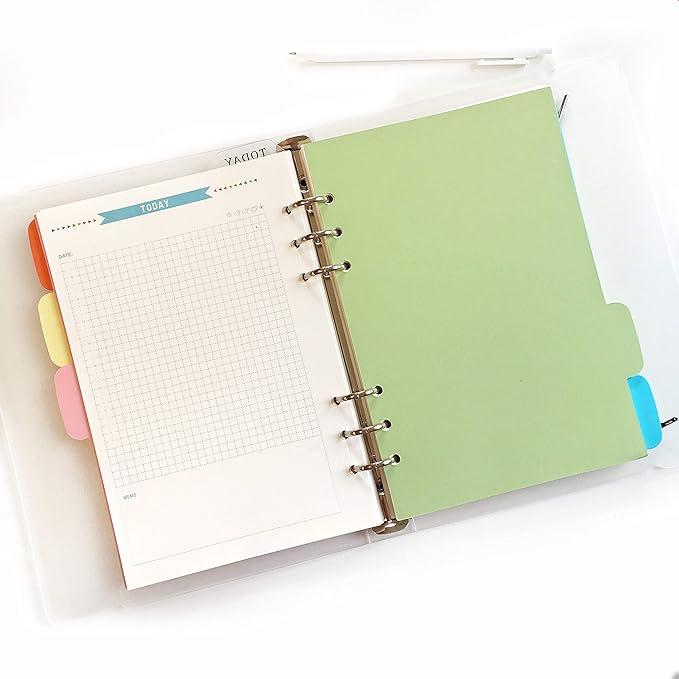 Index Tabs for A5/A6 6-Holes Cover Round Ring View Binder File Folder Loose Leaf Sheet Protectors Binder Cover Protector (Divider Horizontal Colored Paper, A5/21cm*15cm/8.5 Inch)