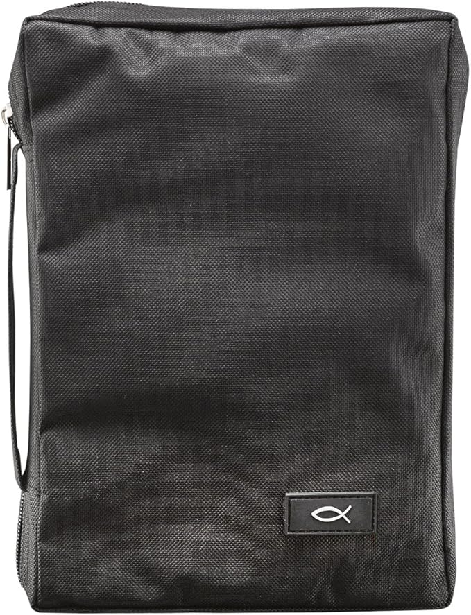 Promo Poly-Canvas Bible / Book Cover w/Fish Applique (Large, Black)