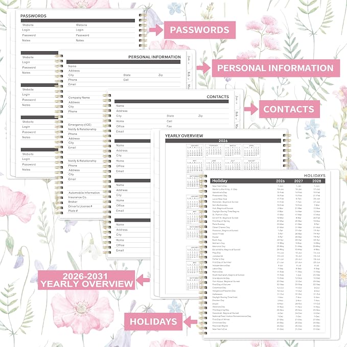 2026-2031 Monthly Planner/Calendar - 5 Year Planner 2026-2031, Jul. 2026 - Jun. 2031, 9'' x 11'', with Coated Tabs, Inner Pocket