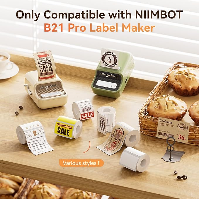 NIIMBOT Red&Black Labels, Refill Sticker Papers Compatible with Pro Series Label Makers, Dual Color Printing Stickers Good Idea for Schools,Business,Price Tags,Baking(2''x1.18''/50x30mm)
