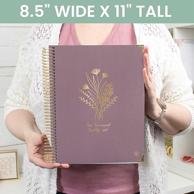 bloom daily planners HARDCOVER 2026 Planner for Women (January to December) - 8.5” x 11” Weekly & Monthly Dated Agenda Organizer Book with Stickers & Tabs - Purple Linen