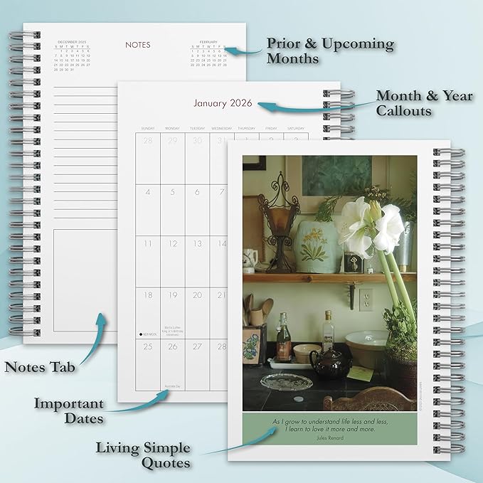 Simplicity 2026 Weekly & Monthly Planner, 16-Month Calendar with Artistic Nature Photography and Inspirations for Mindful Living by Deborah DeWit, September 2025 – December 2026, 6″ × 9″