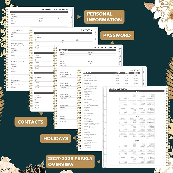 2027-2028 Monthly Planner - Jan 2027 - Dec 2028, 2 Year Monthly Calendar 2027-2028, 9" × 11" Calendar Planner, 24 Months, Tabs, Back Pocket, Twin-Wire Binding, Note Pages