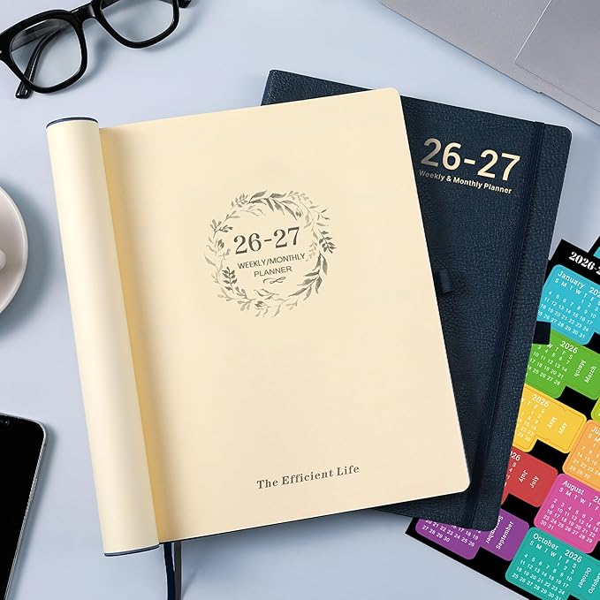 Planner 2026-2027 - Weekly and Monthly Planner, Academic Planner 2026-2027, JUL 2026 - JUN 2027, 8.5" x 11", Leather Cover 26-27 Planners with Thick Paper, Back Pocket with Notes Pages - Blue