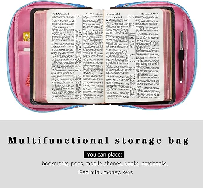Bible Cover for Women with Flowers Printing,Study Case Covers for Bible,Bible Boooks Covers forWomen Bag (Grid Stitch Cotton, Brown Flower)