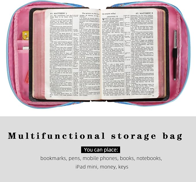 Bible Cover for Women with Flowers Printing, Bible Case,Bible Bag, Study Bible Case,Covers for Bible,Bible Boooks Covers for Women (600D Polyester Butterfly Printing)