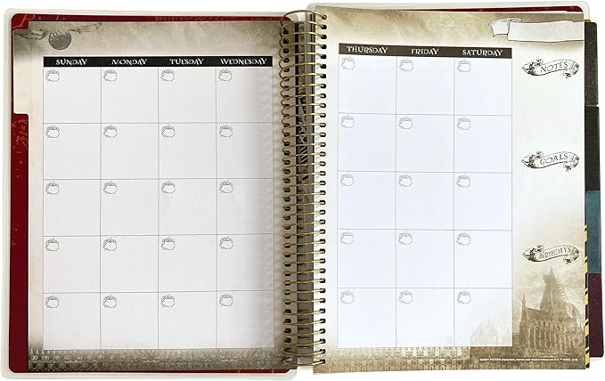 Paper House Productions Harry Potter Marauder's Map 12 Month Undated 9.5" Planner Set with Month and Event Flag Stickers and More!