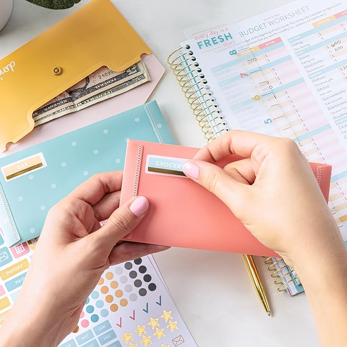 PPP Money Planner | 10 Cash Budget Envelopes | Budget Planner | Annual & Monthly Financial Worksheet, Expense, Saving & Debt Reduction Pages | Stickers | Long-Term Financial Goals | Spend Ledger