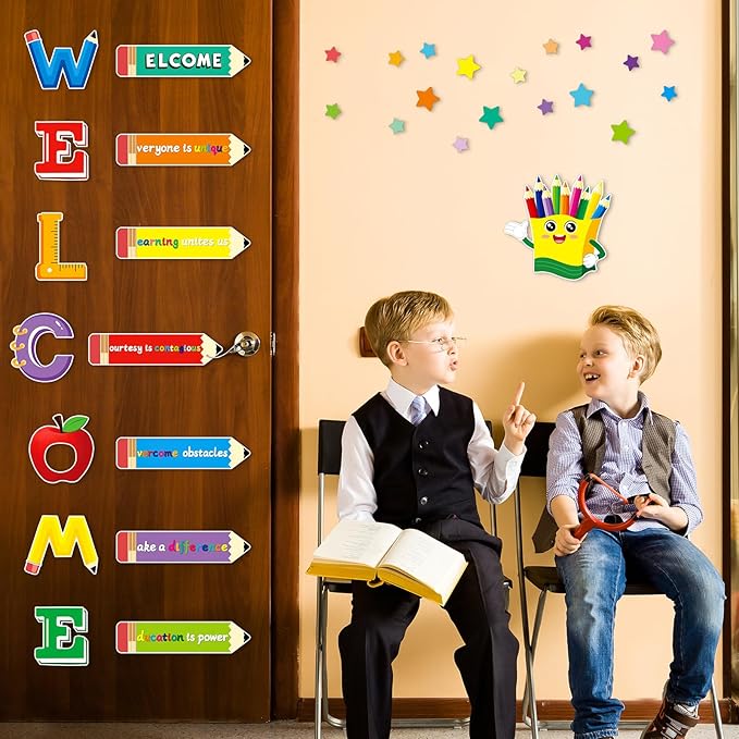 Yewfold Classroom Door Decor, Welcome Bulletin Board Decorations Set,Classroom Wall Decor for Elementary Middle School Teacher Supply (Welcome)