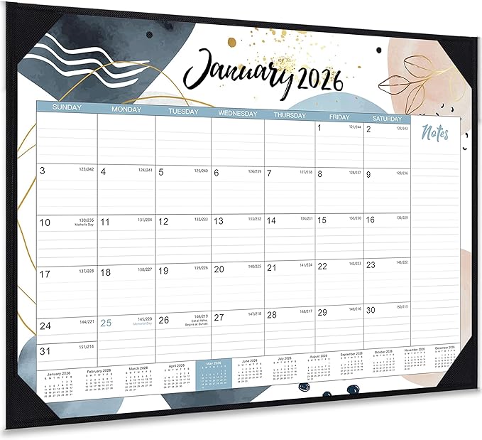 2026 Desk Calendar - Large 2026 Desk Calendar 22'' x 17'', Jan 2026 - Dec 2026, 12 Months Calendar 2026, Desk Pad, Large Ruled Blocks, Notes Section, Great Desk/Wall Calendar Organizer
