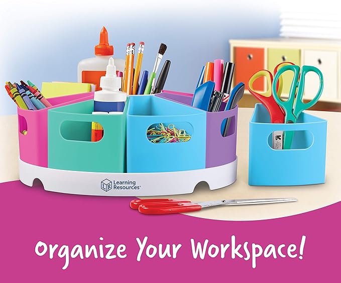 Learning Resources Create-a-Space Storage Center - Desk Organizer for Kids, Homeschool, Caddy, Back to School, Classroom Must Haves