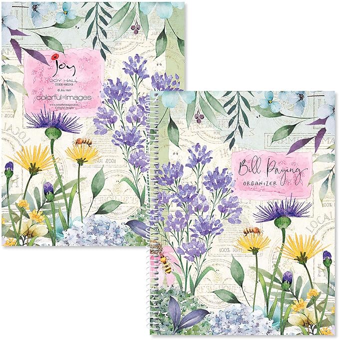 Current Wildflower Sanctuary Bill Paying Organizer Book - 9" x 12” Personal Account Book, Spiral Bound, 14 Storage Pockets, 32 Label Stickers, Monthly Finance & Payment Management Tracker for Home & Office