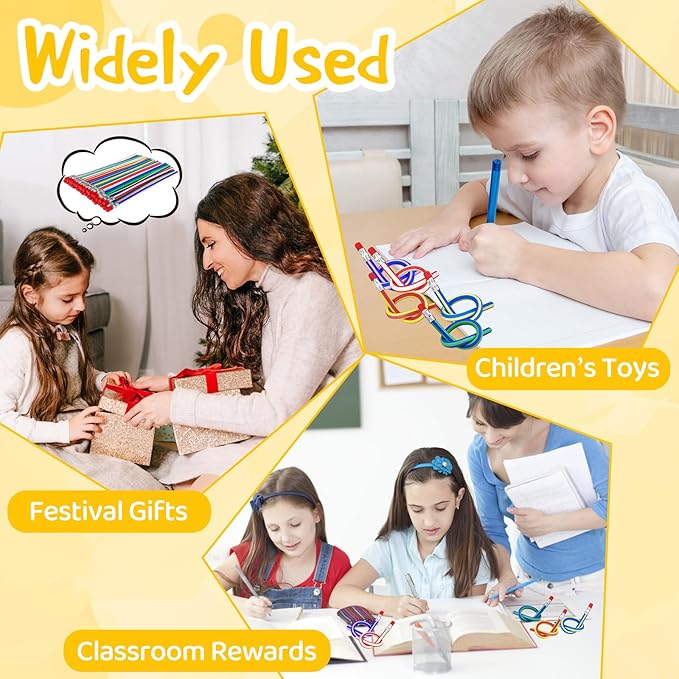 100 Pack Flexible Bendy Pencil,Stripe Rubber Pencil with Erasers,Colorful Bendable Soft Pencils for Classroom Gifts,Goodie Bag Fillers