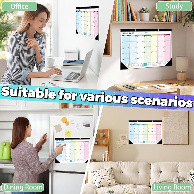 2026-2027 Calendar, Desk Calendar 2026-2027 from Jun 2026 to Dec 2027, Large 17" x 12" Wall Calendar Monthly Planner for Office Home, Teacher Desk Organizer Household Supplies