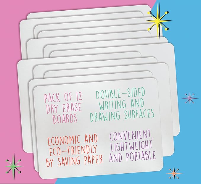 Better Office Products Premium Dry Erase Boards, 9" x 12", Double Sided Lapboards, Small White Board Pack, Classroom Lapboards for Students, (12 Pack)