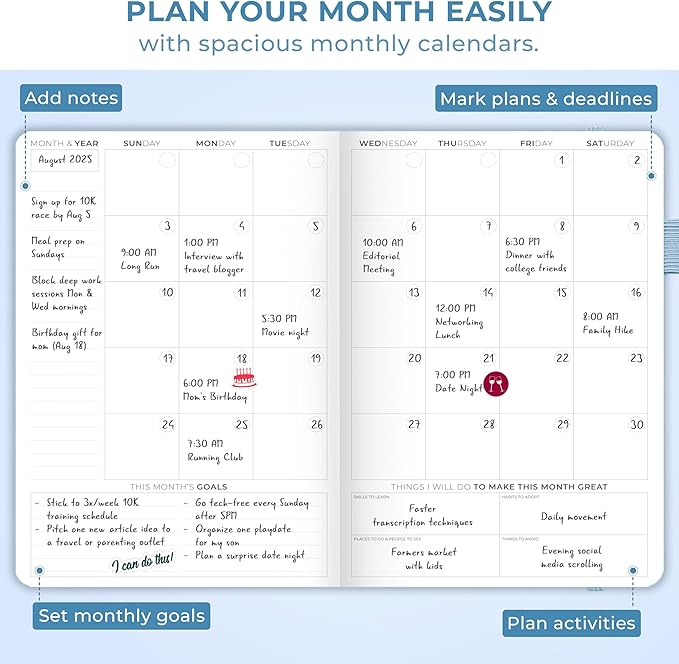 Clever Fox Planner Schedule – Undated Weekly & Monthly Life Planner with Time Slots, Appointment Book & Daily Organizer, A5 (Periwinkle)